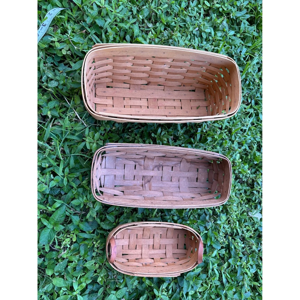 Vintage Longaberger Baskets Set of 3 Handwoven Wood Nesting Baskets 1989 1993